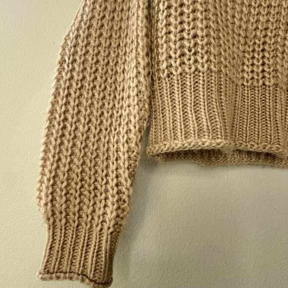 MIA JOY Chunky Knit Cropped Sweater Girls 6 Tan Brown Oversized Crop Joyfolie - Picture 4 of 7